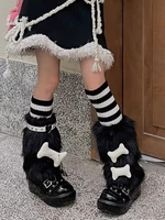3 Pieces Sets Faux Fur Leg Warmers Boot Covers Y2K Goth Japanese Leg Socks Punk Jk Knee-length Hiphop Hotgirl Fashion Warm Sock