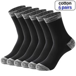 6 Pair Winter Men Socks Cotton Black Leisure Business Long Socks Walking Running Hiking Thermal Socks For Male Plus Size 38-48