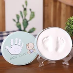 Newborn Baby Hand&Foot Print Hands Feet Baby Photo Frame DIY Handprint With Cover Fingerprint Mud Set Baby Growth Memorial Gift