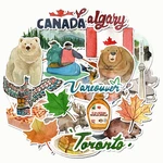 Set of 27 Watercolor Canada Travel Stickers Handmade Decals Perfect for Journal, Planner, Laptop, Water Bottle, DIY Card Making