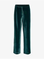 Dark green women's velvet trousers VILA Vicam