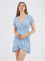 Light blue women floral wrap dress Noisy May Clara - Women