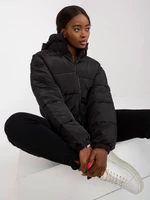 Black short winter jacket Iseline quilted