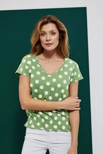Polka dot blouse with V-neck