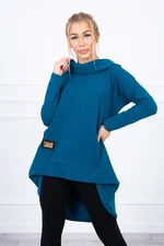 Sweatshirt with long back and hood marine