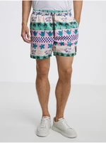 Green and pink unisex patterned shorts VANS California Stripe - Women