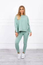 Set with oversize blouse dark mint color