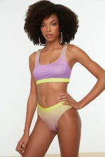 Trendyol Lilac Gradient Patterned V-Cut Bikini Bottoms