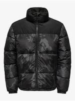 Black Mens Patterned Quilted Jacket ONLY & SONS Melvin - Men