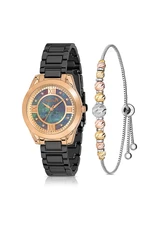 Polo Air Stylish Women's Wristwatch with Roman Numerals Dorica Bracelet Combination Black Color