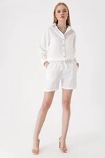 Bigdart 20168 Linen Shirt and Shorts Set - White