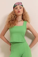 Bigdart 0435 Corduroy Crop Top - Green
