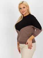 Black and brown basic blouse plus sizes with 3/4 sleeves