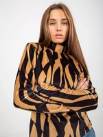 Velour blouse with camel and black print from RUE PARIS