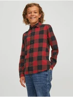 Black-Red Boy Plaid Shirt Jack & Jones Gingham - Boys