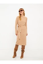 LC Waikiki Women's Knitwear Dress With Half Turtleneck Long Sleeved Straight