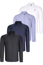 QUAD SET G725 DEWBERRY MENS SHIRT-BLACK-WHITE-NAVY BLUE-LILAC
