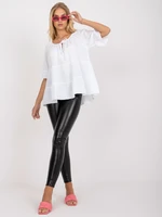 White casual blouse with ruffle OCH BELLA