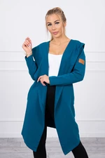 Long cardigan with navy hood