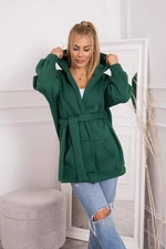 Insulated cape with tie at waist dark green