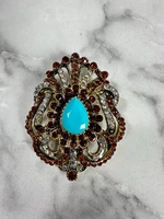 Brooch XZ459-109 Gold + Blue