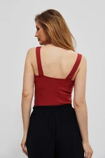 Ribbed top with wide shoulder straps - red