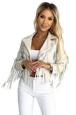 Short jacket with fringe made of soft eco leather Numoco