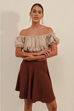 Bigdart 1885 Flare Mini Skirt - Brown