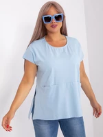 Light blue cotton blouse of larger size