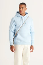 AC&Co / Altınyıldız Classics Men's Turquoise Standard Fit Regular Fit Inner Fleece 3 Thread Hooded Cotton Sweatshirt