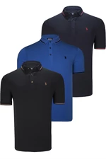 TRIPLE SET T8586 DEWBERRY MEN'S T-SHIRT-BLACK-NAVY-SAKS