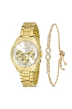 Polo Air Wristwatch Sports Model Infinity Bracelet Set Gold Color