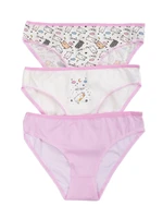 White and pink women's printed panties, 3-pack