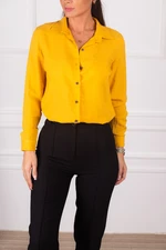 armonika Women's Yellow Patterned Long Sleeve Shirt