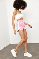 XHAN Women's Pink Shorts with Stripe Detail