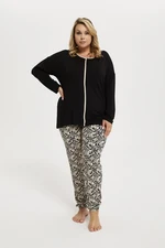 Guyana Women's Long Sleeve Pajamas, Long Pants - Black/Print