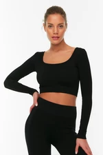 Trendyol Black Seamless/Seamless Crop Extra Stretchy Knitted Sports Top/Blouse