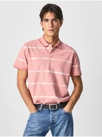Pink Mens Striped Polo T-Shirt Pepe Jeans Farrell - Men