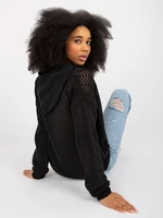 Black women's summer sweater with lace pattern