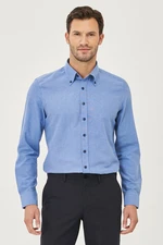 AC&Co / Altınyıldız Classics Men's BLUE Button-down Collar Tailored Slim Fit Oxford Shirt.