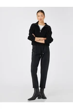 Koton Ribbed Tie Waist Trousers with a relaxed fit, Slim Leg.