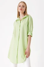 Bigdart 5885 Long Linen Shirt - Blue Green