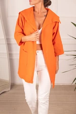 Dámska oranžová sezónna bunda Armonika s epauletovými rukávmi