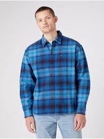 Blue Mens Patterned Shirt Wrangler - Men