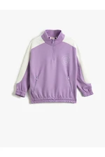 Koton Half-Zip Oversized Sweatshirt Stand-Up Collar with Zipper Pocket Detailed Elastic Cuffs.