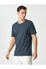 Koton Basic T-Shirt with Pocket Details, Short Sleeves, Slim Fit.