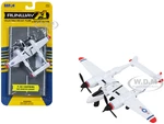 Lockheed P-38J Lightning Fighter Aircraft White with Red Wingtips "United States Army Air Force" with Runway Section Diecast Model Airplane by Runway