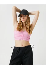 Koton Crop Singlets Cotton Draped V-Neck Sleeveless