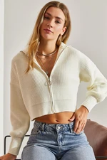 Bianco Lucci Women's Zippered Knitwear Cardigan