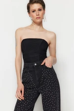 Trendyol Black Knitted Underwired Tulle Body